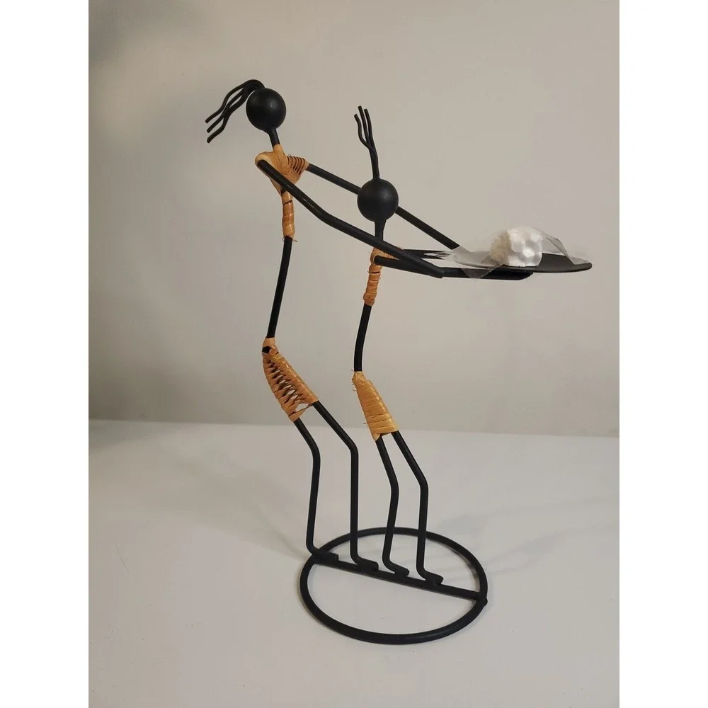 Nordic Metal 2 people Candlestick Character Sculpture Candle Holder Figurine